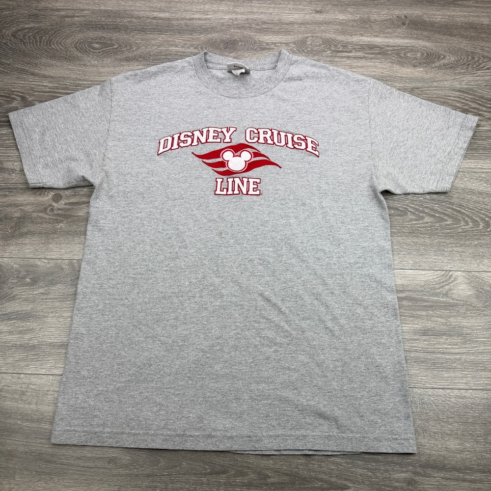 Vintage Disney Cruise Line T-Shirt Mens Large Gray Mickey Mouse Logo Tee Y2K